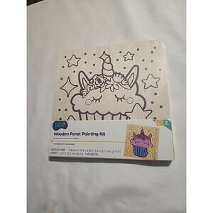 Kids Wooden Panel Painting Kit Unicorn Cupcake 8 pcs Ages 6+ 10"x.7"x10"